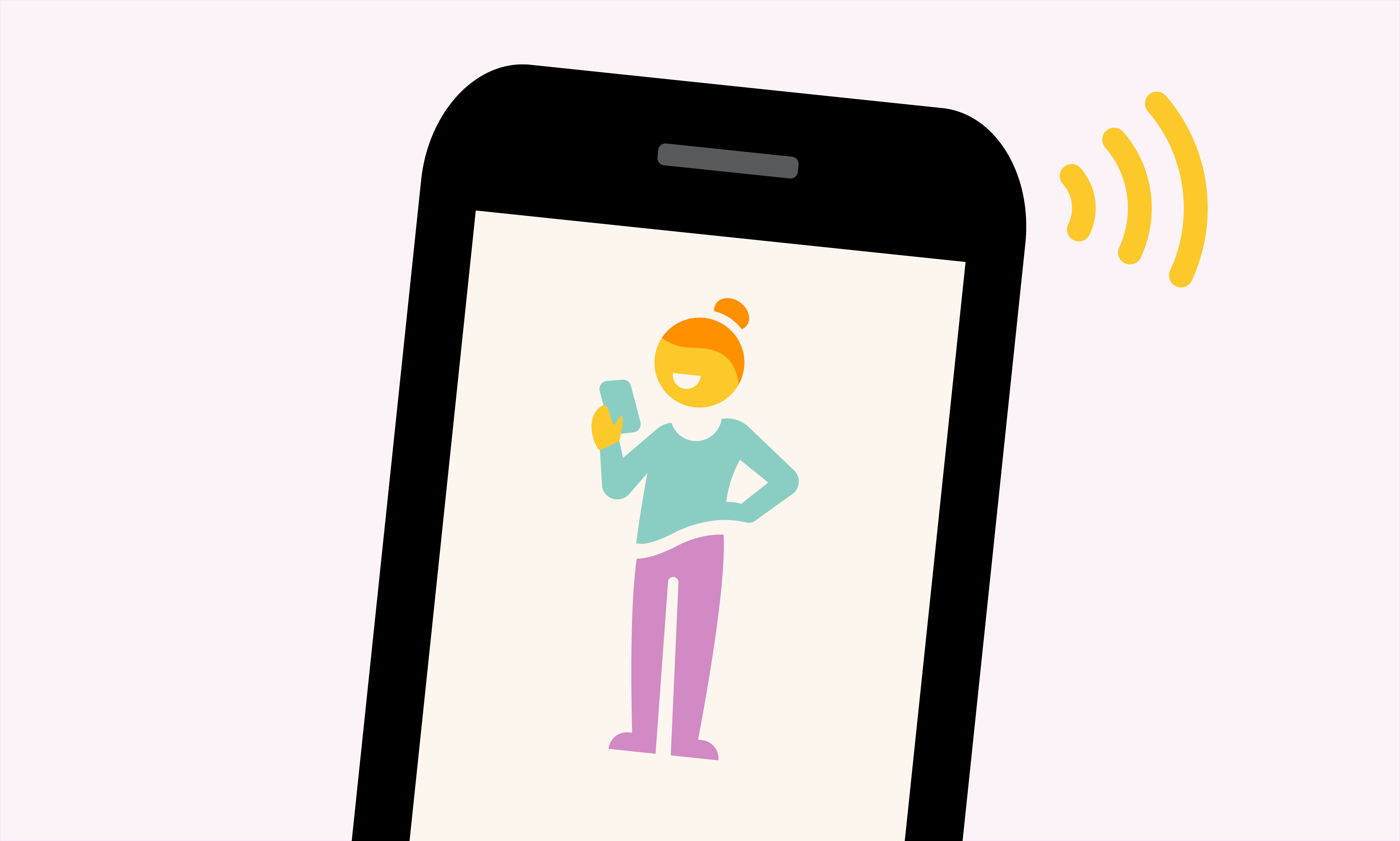 Illustration kvinna med telefon